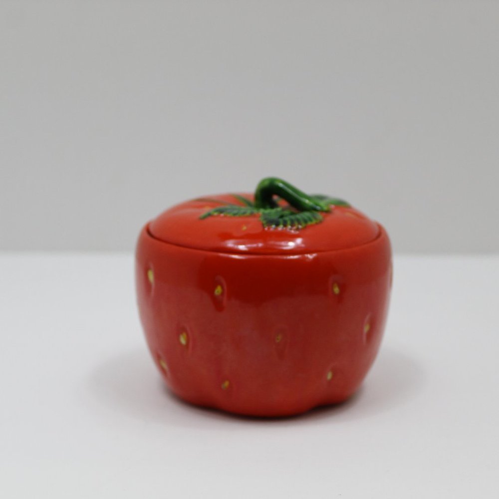 Vintage Maruhon Ware Ceramic Strawberry Sugar Bowl w/lid